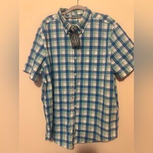 St. John's Bay Green and White Plaid Men's Shirt